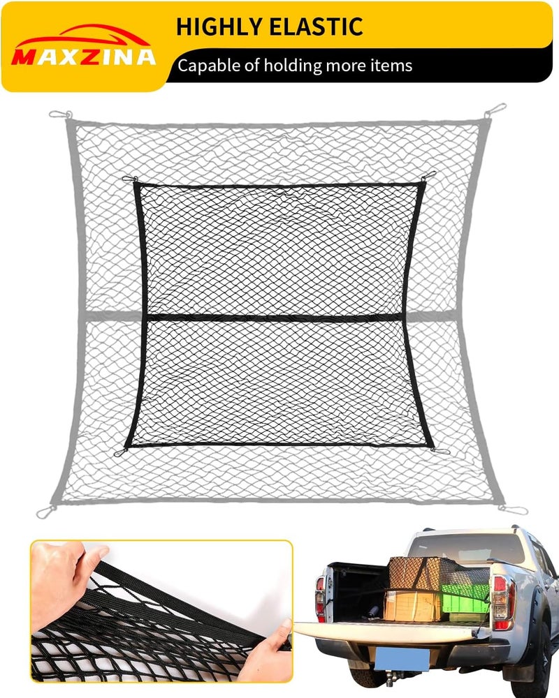 Maxzina Cargo Net Compatible with 2022-2026 Ford Maverick 2021-2026 F150 Truck Storage Net Dense Mesh Single Layer Stretchable Adjustable Elastic with 8 Hooks for 2025 Exterior Accessories (4'×4') - Image 5